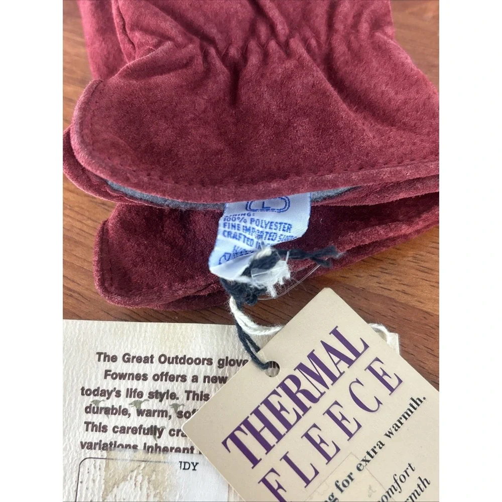 Fownes Women's Large Burgundy Suede Thermal Fleece Gloves